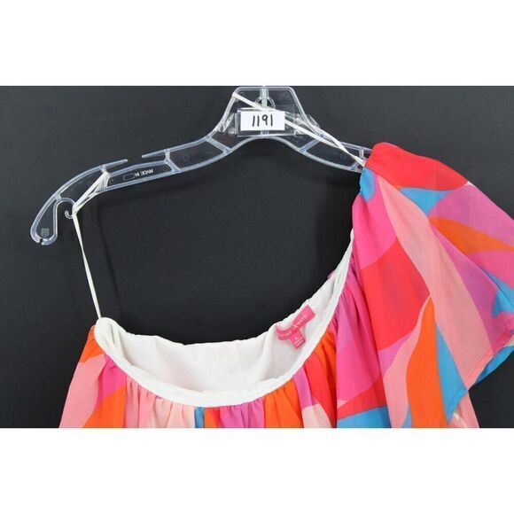 Flying Tomato colorful Ruffle One shoulder Dress size Large NWT - Picture 2 of 8